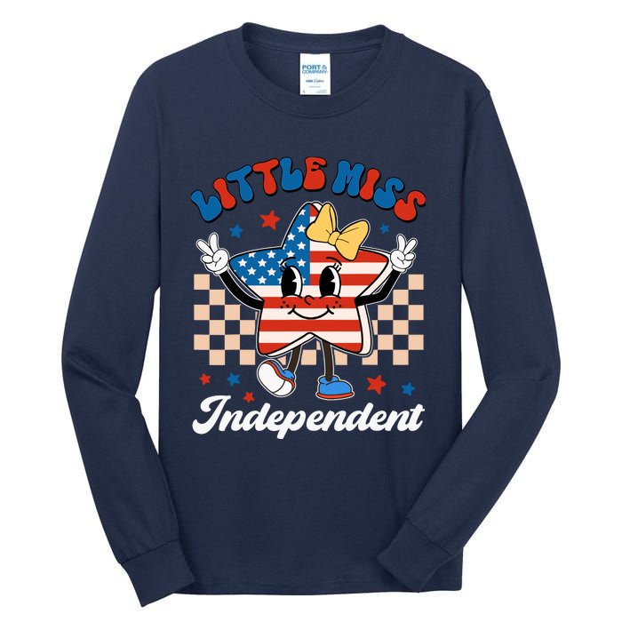 Little Miss Independent 4th Of July Girl Groovy Tall Long Sleeve T-Shirt