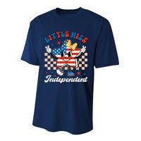 Little Miss Independent 4th Of July Girl Groovy Performance Sprint T-Shirt