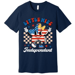 Little Miss Independent 4th Of July Girl Groovy Premium T-Shirt