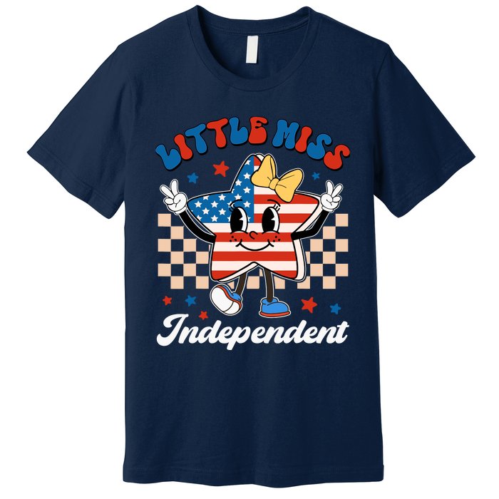 Little Miss Independent 4th Of July Girl Groovy Premium T-Shirt