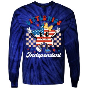 Little Miss Independent 4th Of July Girl Groovy Tie-Dye Long Sleeve Shirt