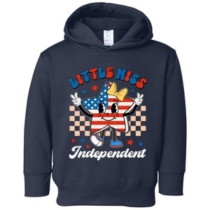 Little Miss Independent 4th Of July Girl Groovy Toddler Hoodie