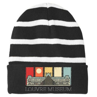 Louvre Museum In Paris France Tourist Striped Beanie with Solid Band