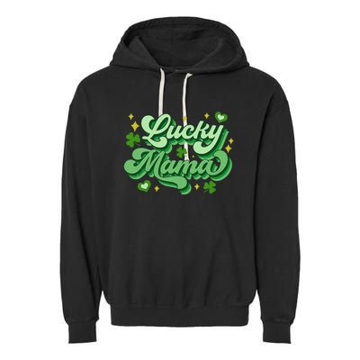 Lucky Mama Irish green St. Patricks Day Garment-Dyed Fleece Hoodie