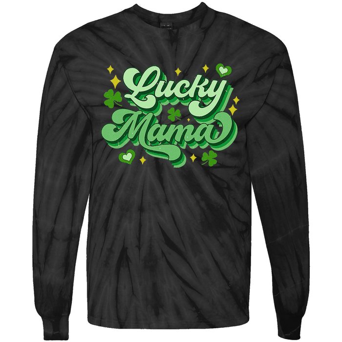 Lucky Mama Irish green St. Patricks Day Tie-Dye Long Sleeve Shirt