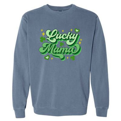 Lucky Mama Irish green St. Patricks Day Garment-Dyed Sweatshirt