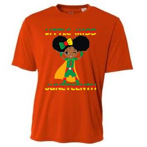 Little Miss Juneteenth Cute Black Girl Melanin Girl Cooling Performance Crew T-Shirt