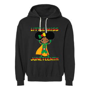 Little Miss Juneteenth Cute Black Girl Melanin Girl Garment-Dyed Fleece Hoodie