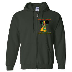 Little Miss Juneteenth Cute Black Girl Melanin Girl Full Zip Hoodie