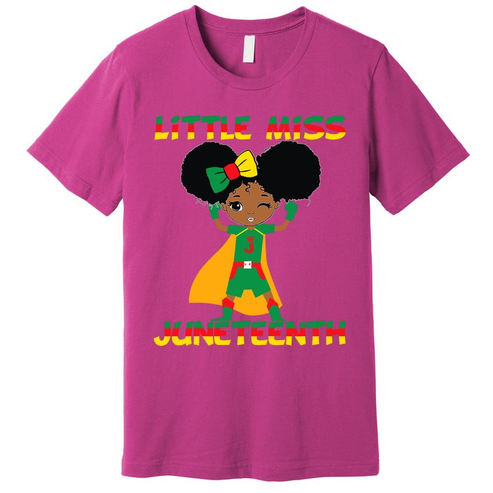 Little Miss Juneteenth Cute Black Girl Melanin Girl Premium T-Shirt