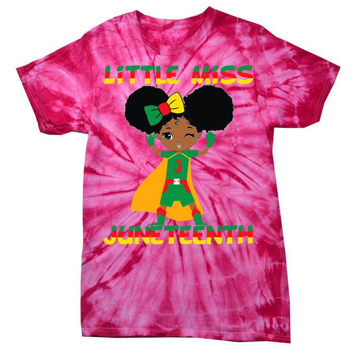 Little Miss Juneteenth Cute Black Girl Melanin Girl Tie-Dye T-Shirt