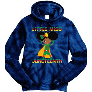 Little Miss Juneteenth Cute Black Girl Melanin Girl Tie Dye Hoodie