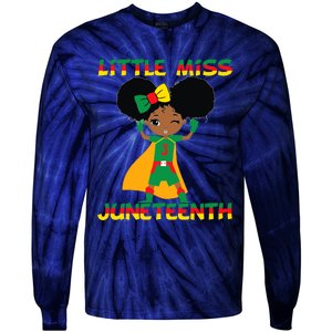 Little Miss Juneteenth Cute Black Girl Melanin Girl Tie-Dye Long Sleeve Shirt