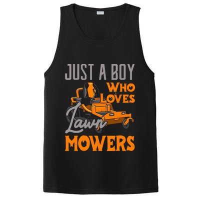 Lawn Mowing Just A Boy Who Loves Mowers Gardener PosiCharge Competitor Tank