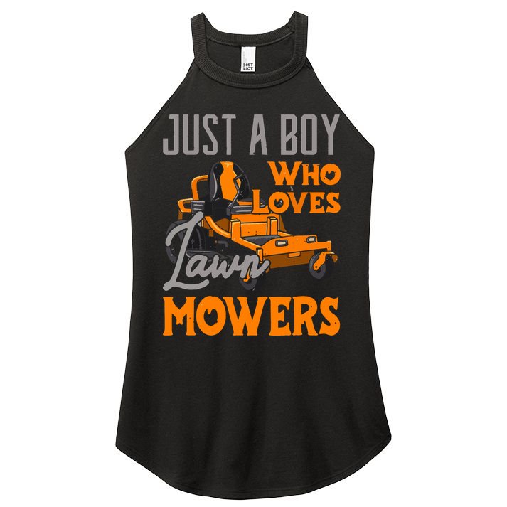 Lawn Mowing Just A Boy Who Loves Mowers Gardener Women's Perfect Tri Rocker Tank