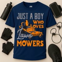 Lawn Mowing Just A Boy Who Loves Mowers Gardener Cooling Performance Crew T-Shirt