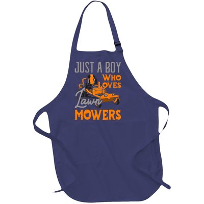 Lawn Mowing Just A Boy Who Loves Mowers Gardener Full-Length Apron With Pockets