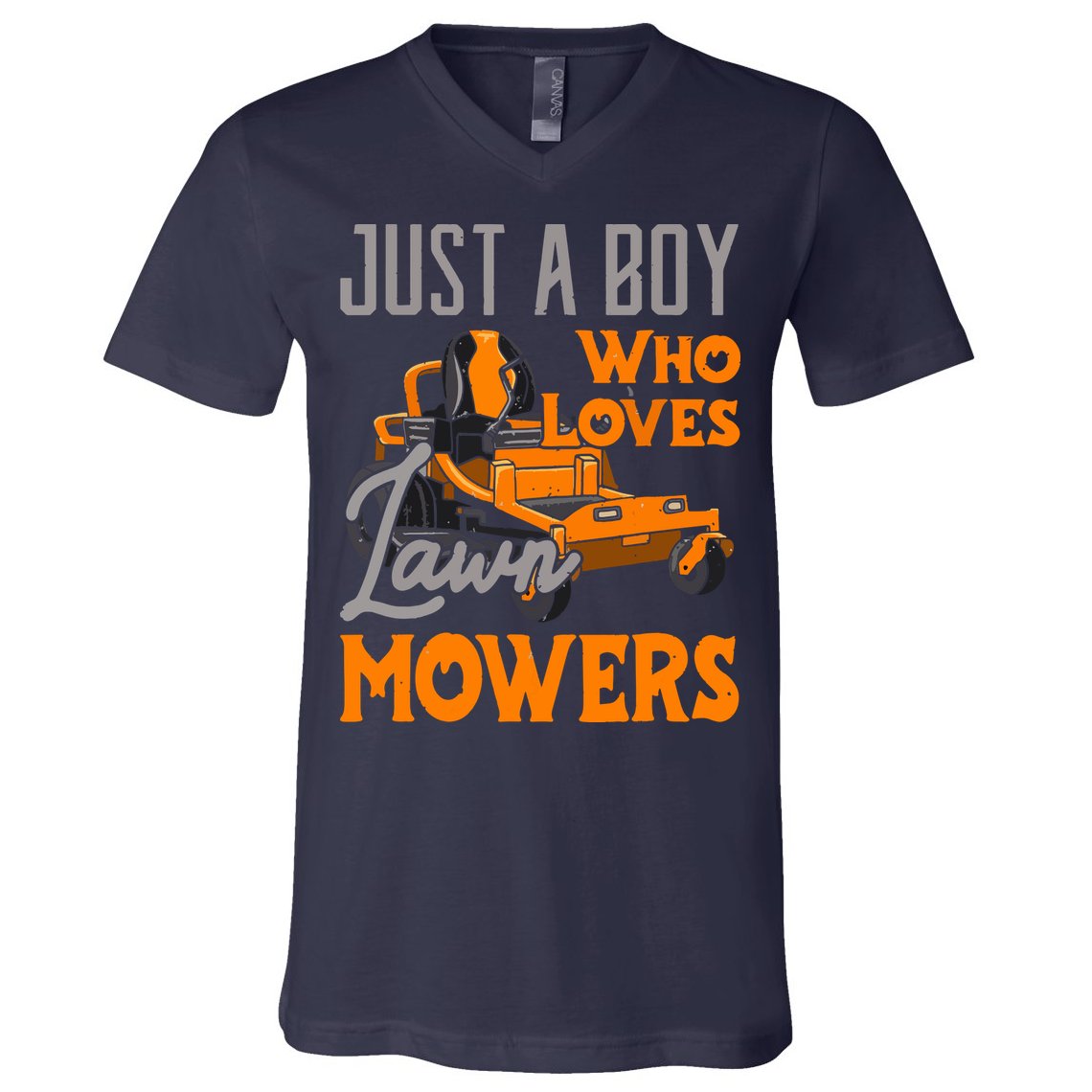 Lawn Mowing Just A Boy Who Loves Mowers Gardener V-Neck T-Shirt