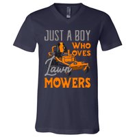 Lawn Mowing Just A Boy Who Loves Mowers Gardener V-Neck T-Shirt