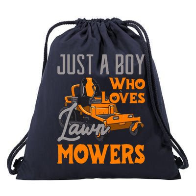 Lawn Mowing Just A Boy Who Loves Mowers Gardener Drawstring Bag