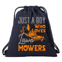 Lawn Mowing Just A Boy Who Loves Mowers Gardener Drawstring Bag