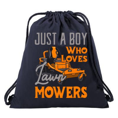 Lawn Mowing Just A Boy Who Loves Mowers Gardener Drawstring Bag