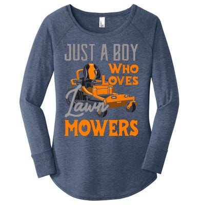 Lawn Mowing Just A Boy Who Loves Mowers Gardener Women's Perfect Tri Tunic Long Sleeve Shirt