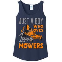 Lawn Mowing Just A Boy Who Loves Mowers Gardener Ladies Essential Tank