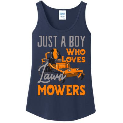 Lawn Mowing Just A Boy Who Loves Mowers Gardener Ladies Essential Tank