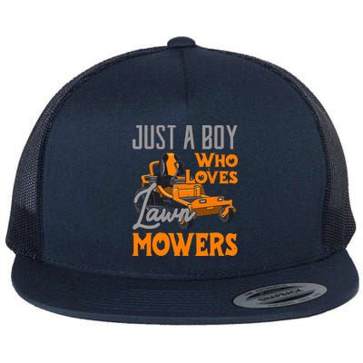 Lawn Mowing Just A Boy Who Loves Mowers Gardener Flatbill Hat