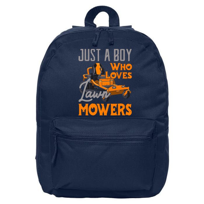 Lawn Mowing Just A Boy Who Loves Mowers Gardener 16 in Basic Backpack