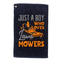 Lawn Mowing Just A Boy Who Loves Mowers Gardener Platinum Collection Golf Towel