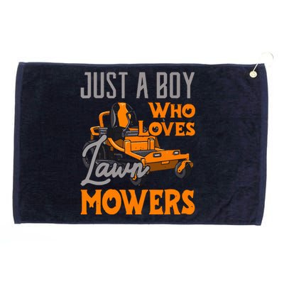 Lawn Mowing Just A Boy Who Loves Mowers Gardener Grommeted Golf Towel