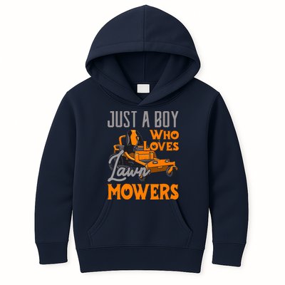 Lawn Mowing Just A Boy Who Loves Mowers Gardener Kids Hoodie