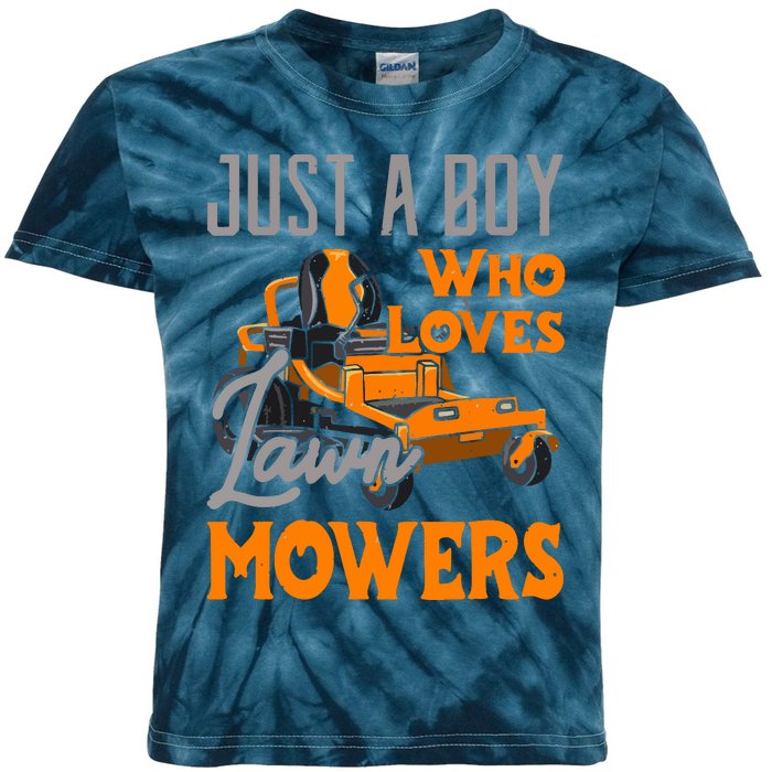 Lawn Mowing Just A Boy Who Loves Mowers Gardener Kids Tie-Dye T-Shirt