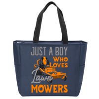 Lawn Mowing Just A Boy Who Loves Mowers Gardener Zip Tote Bag