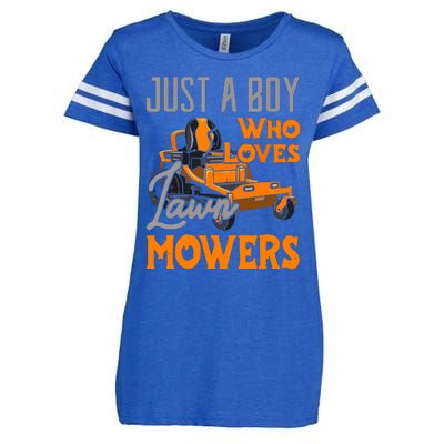 Lawn Mowing Just A Boy Who Loves Mowers Gardener Enza Ladies Jersey Football T-Shirt