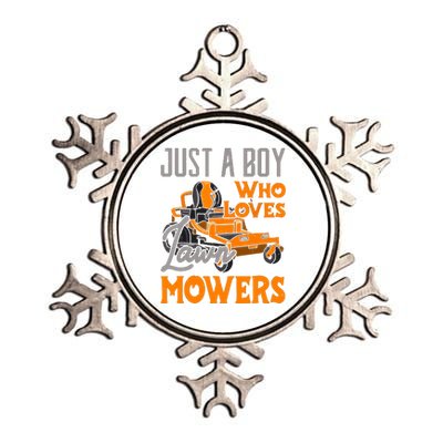 Lawn Mowing Just A Boy Who Loves Mowers Gardener Metallic Star Ornament