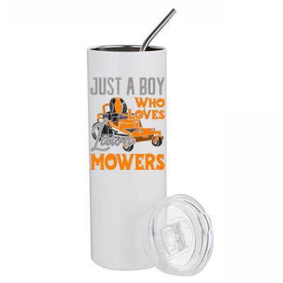 Lawn Mowing Just A Boy Who Loves Mowers Gardener Stainless Steel Tumbler