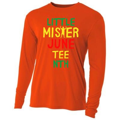 Little Mister Juneteenth Black Son Gift Cooling Performance Long Sleeve Crew