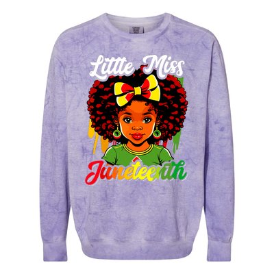 Little Miss Juneteenth Girl Black History Colorblast Crewneck Sweatshirt