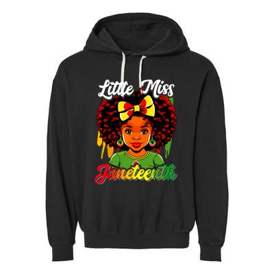 Little Miss Juneteenth Girl Black History Garment-Dyed Fleece Hoodie