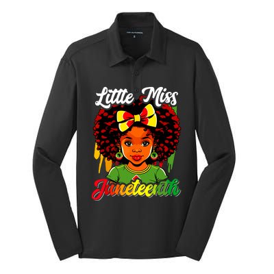 Little Miss Juneteenth Girl Black History Silk Touch Performance Long Sleeve Polo