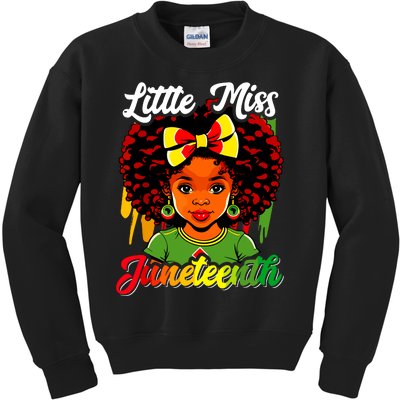 Little Miss Juneteenth Girl Black History Kids Sweatshirt