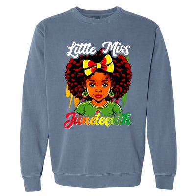 Little Miss Juneteenth Girl Black History Garment-Dyed Sweatshirt