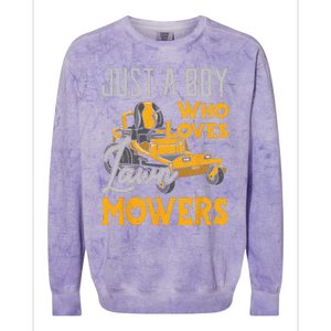 Lawn Mowing Just A Who Loves Mowers Gardener Colorblast Crewneck Sweatshirt