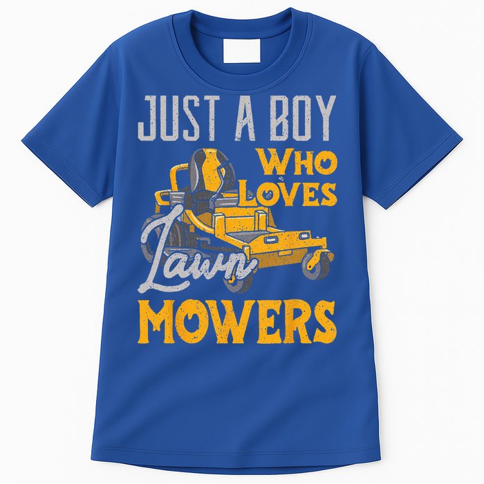 Lawn Mowing Just A Who Loves Mowers Gardener Tall T-Shirt