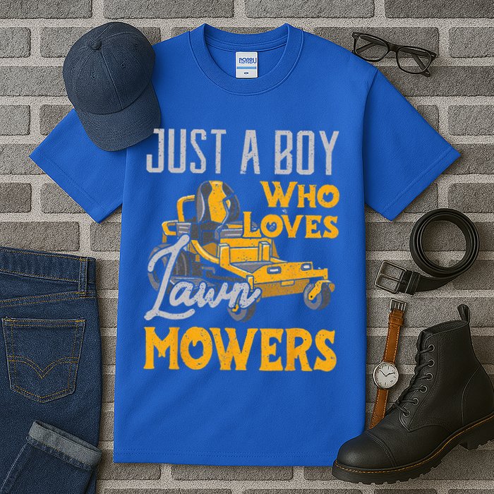 Lawn Mowing Just A Who Loves Mowers Gardener Tall T-Shirt