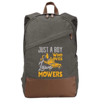 Lawn Mowing Just A Who Loves Mowers Gardener Cotton Canvas Backpack