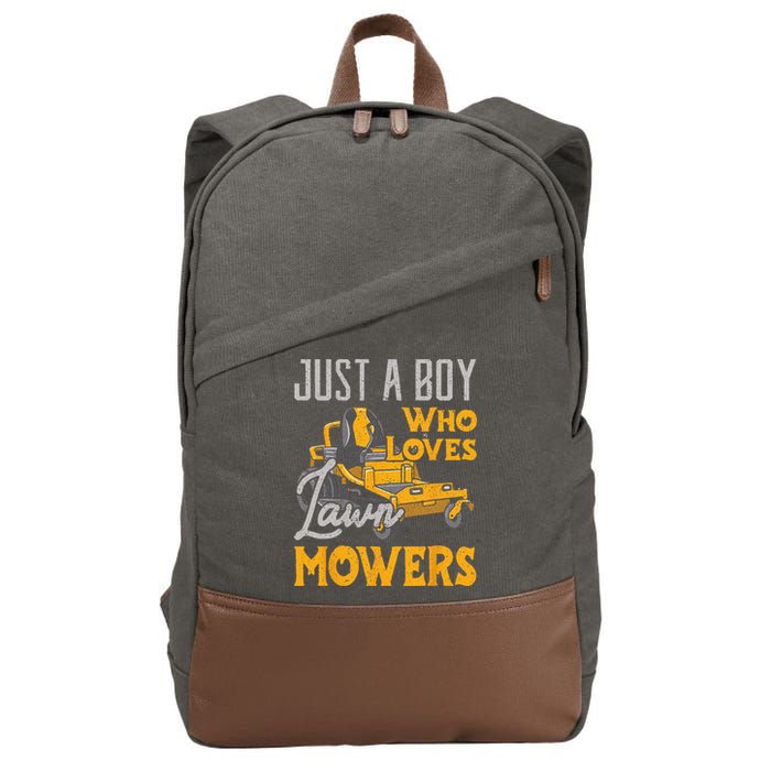 Lawn Mowing Just A Who Loves Mowers Gardener Cotton Canvas Backpack